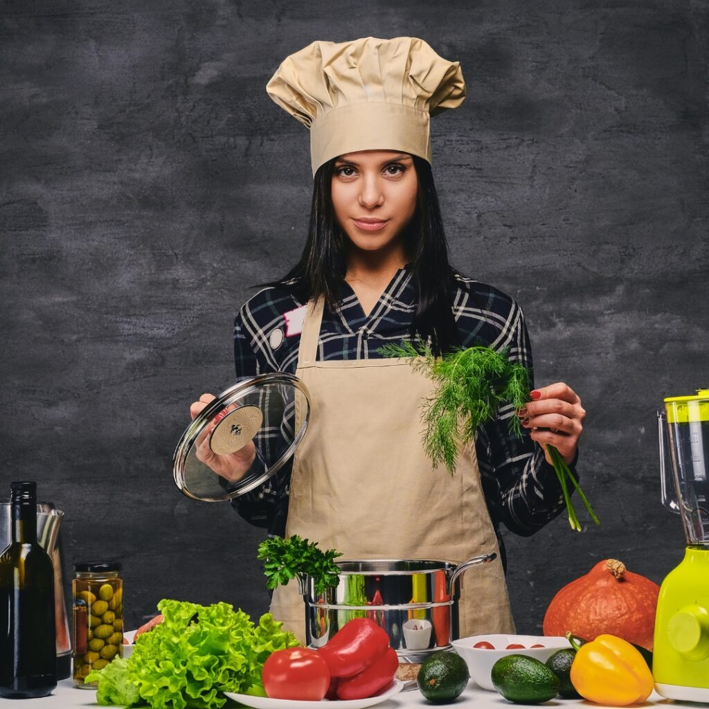 A woman preparing food